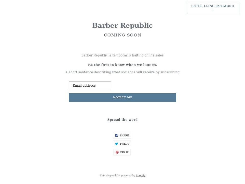 barber-republic.com shopify website screenshot