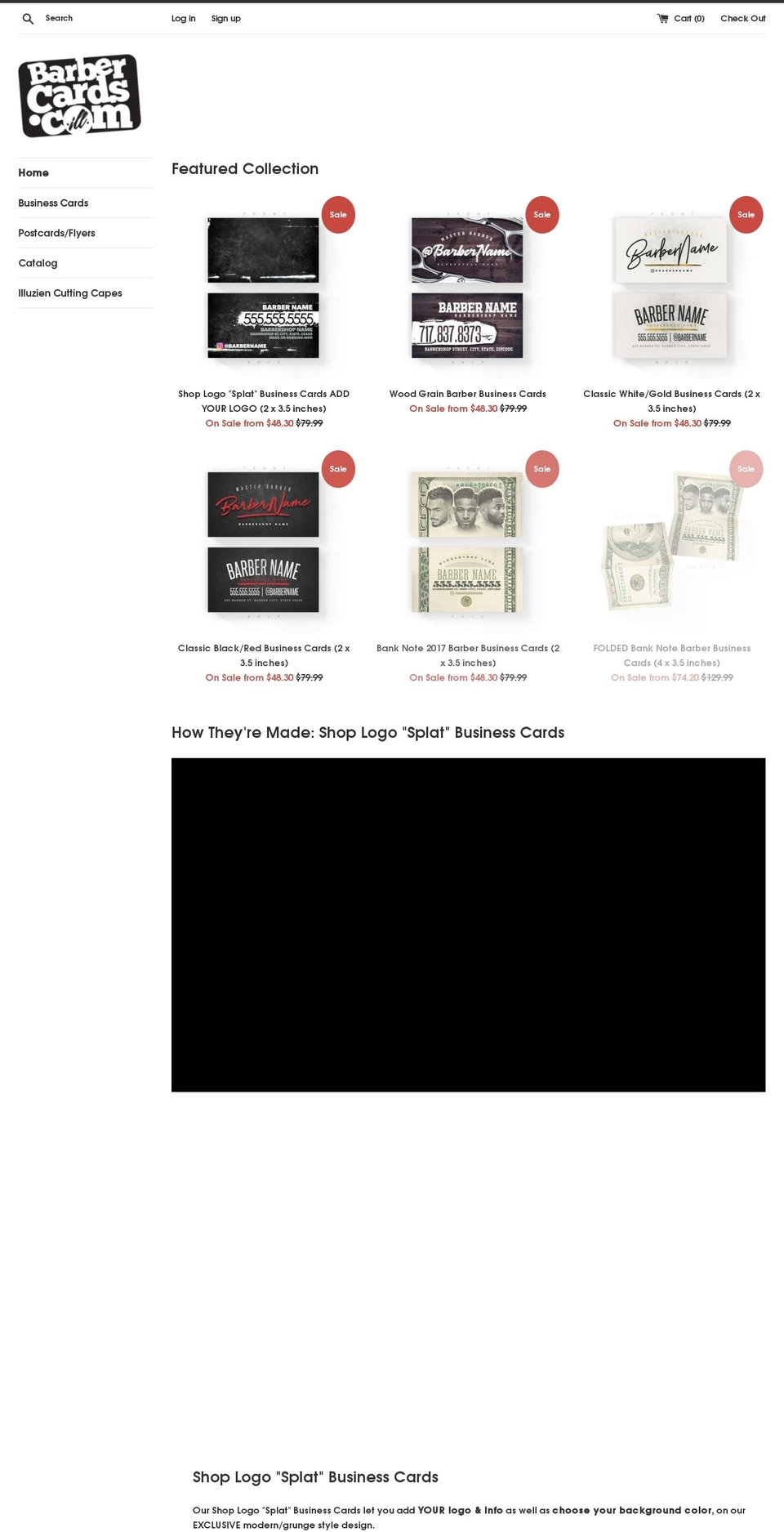 barbercards.com — Shopify storefront screenshot