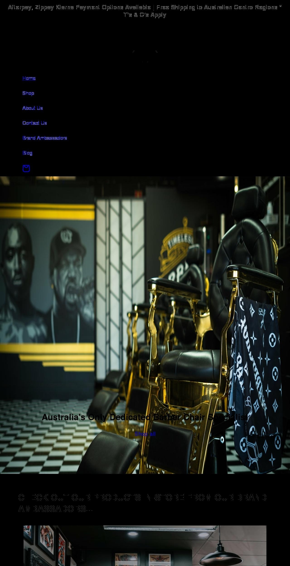 barberchairsupply.com.au shopify website screenshot