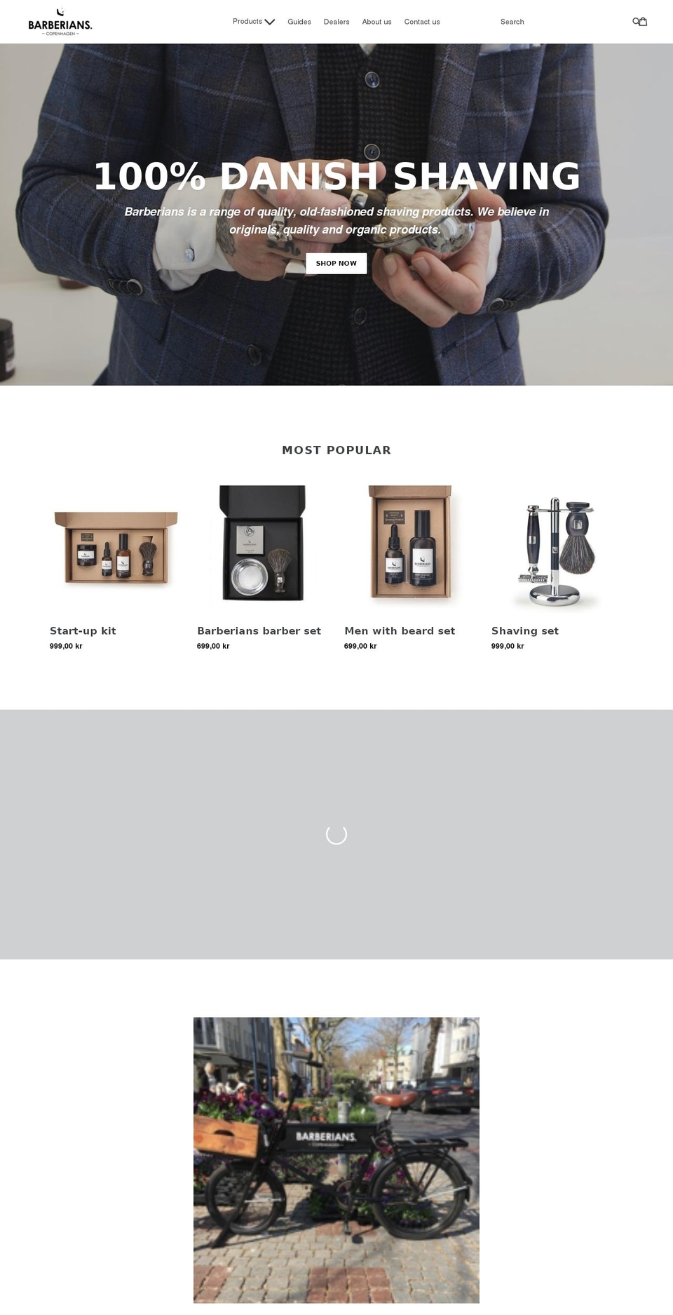 Primær Shopify theme site example barberianscph.com