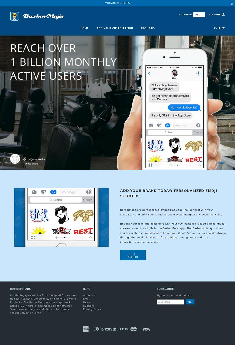 barbermojis.com shopify website screenshot