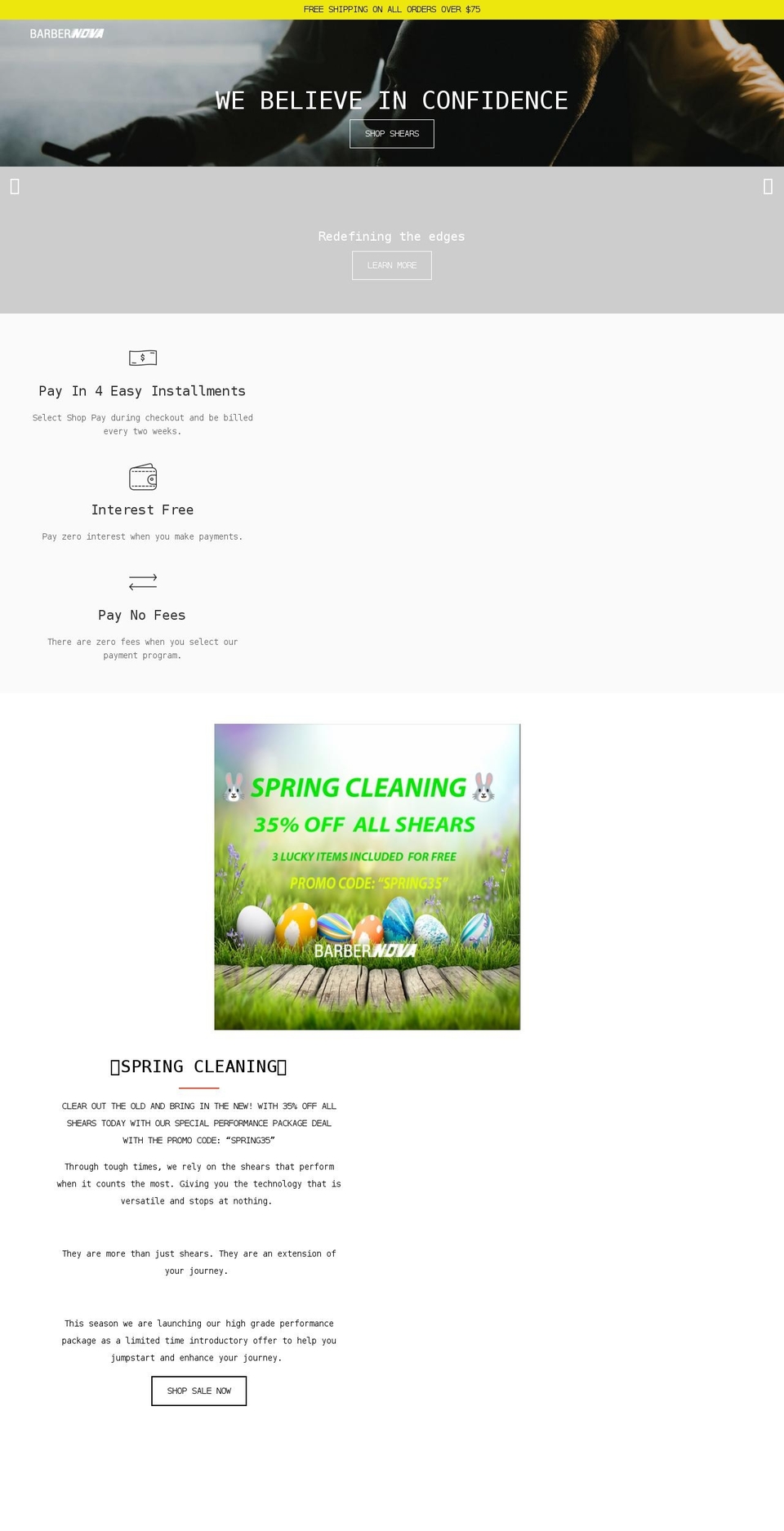 barbernova.com shopify website screenshot