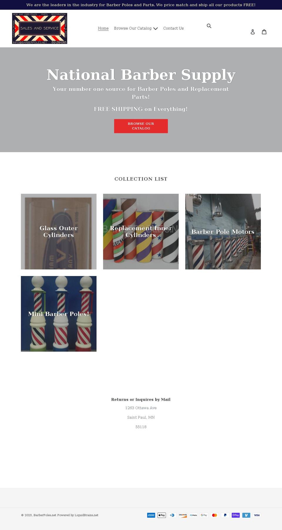 barberpoles.net shopify website screenshot