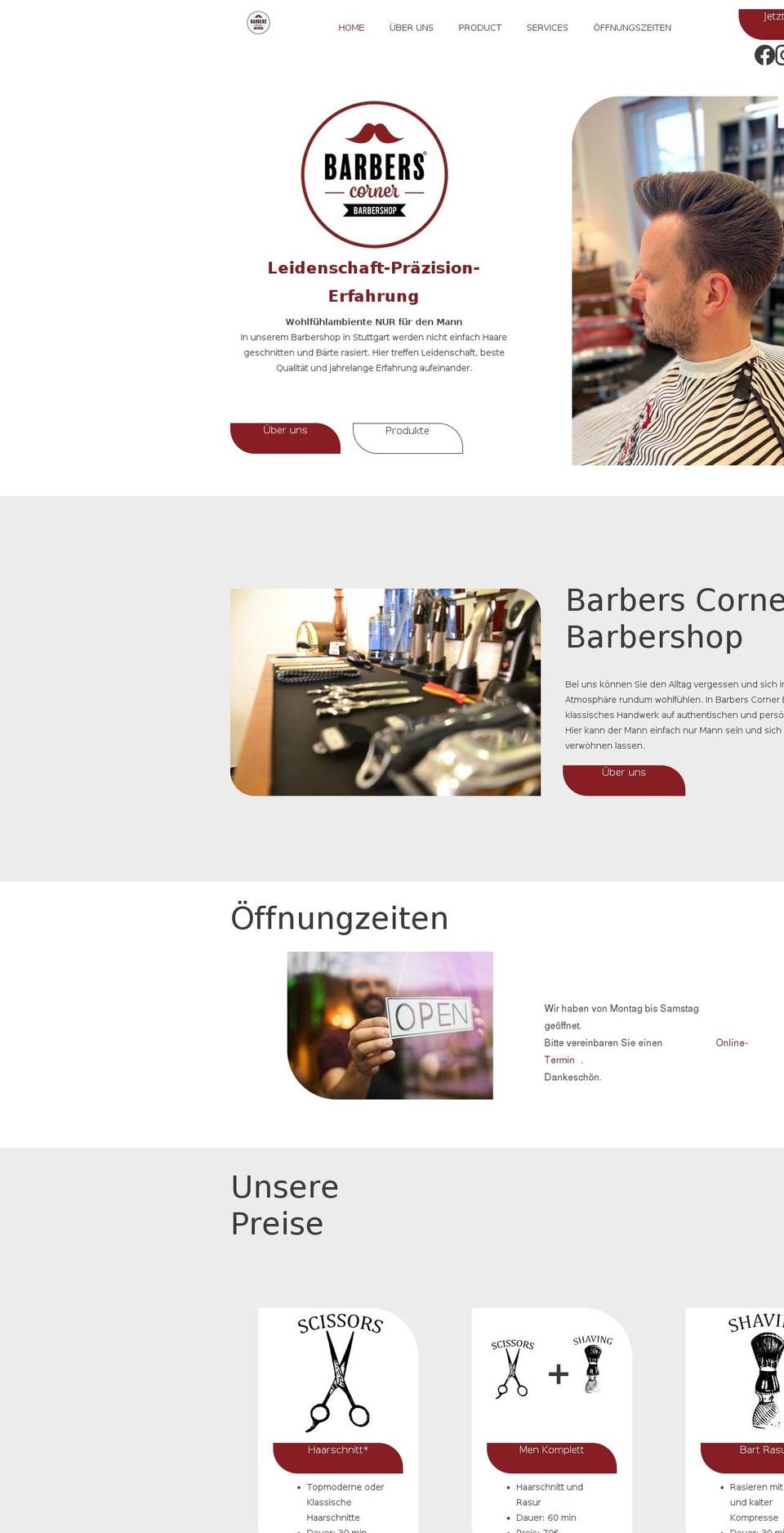 barberscornerbytoni.com shopify website screenshot