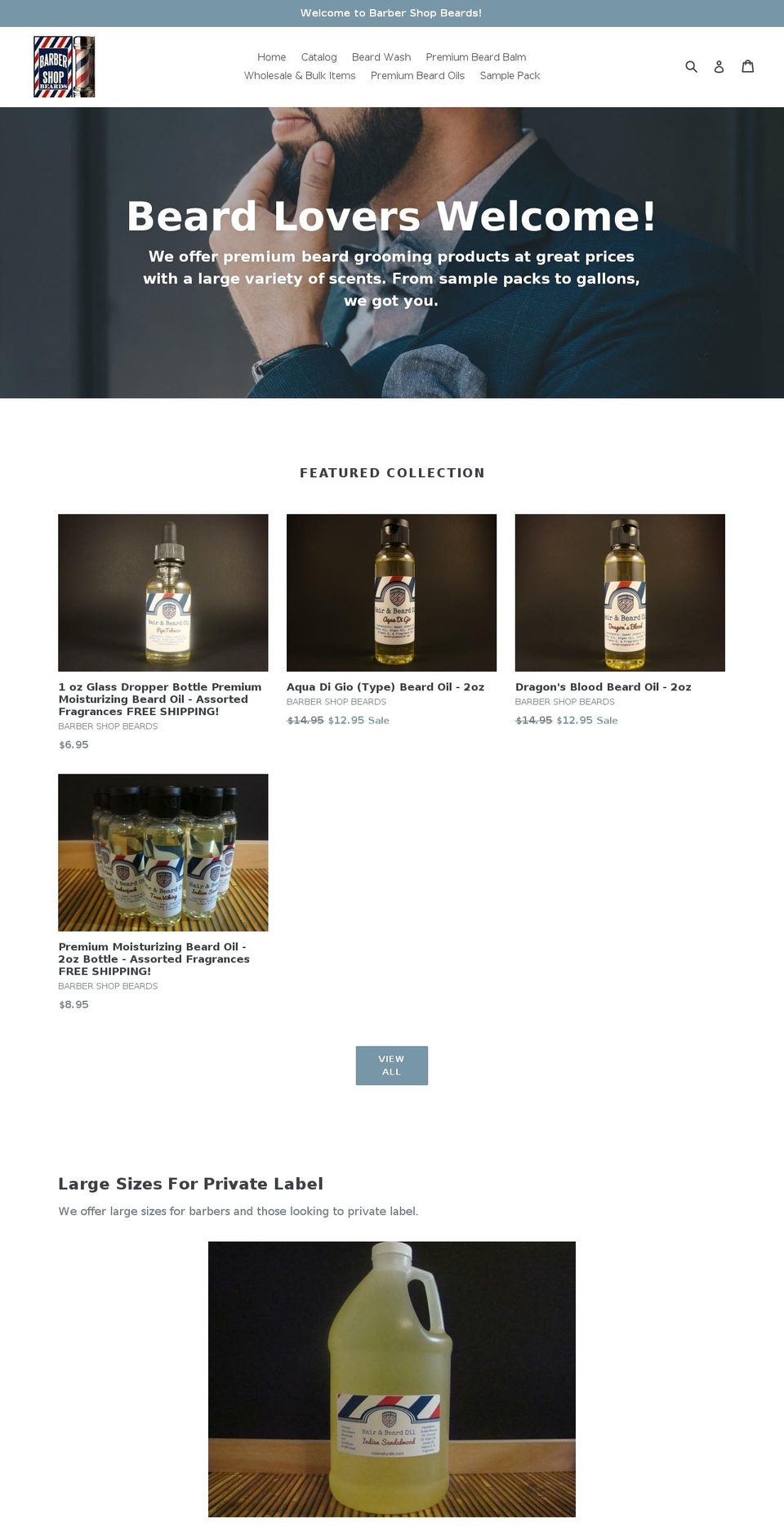 barbershopbeards.com shopify website screenshot