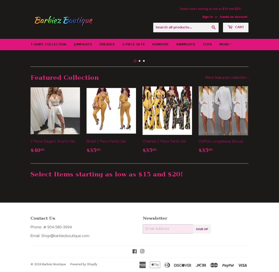 barbiezboutique.com — Shopify storefront screenshot