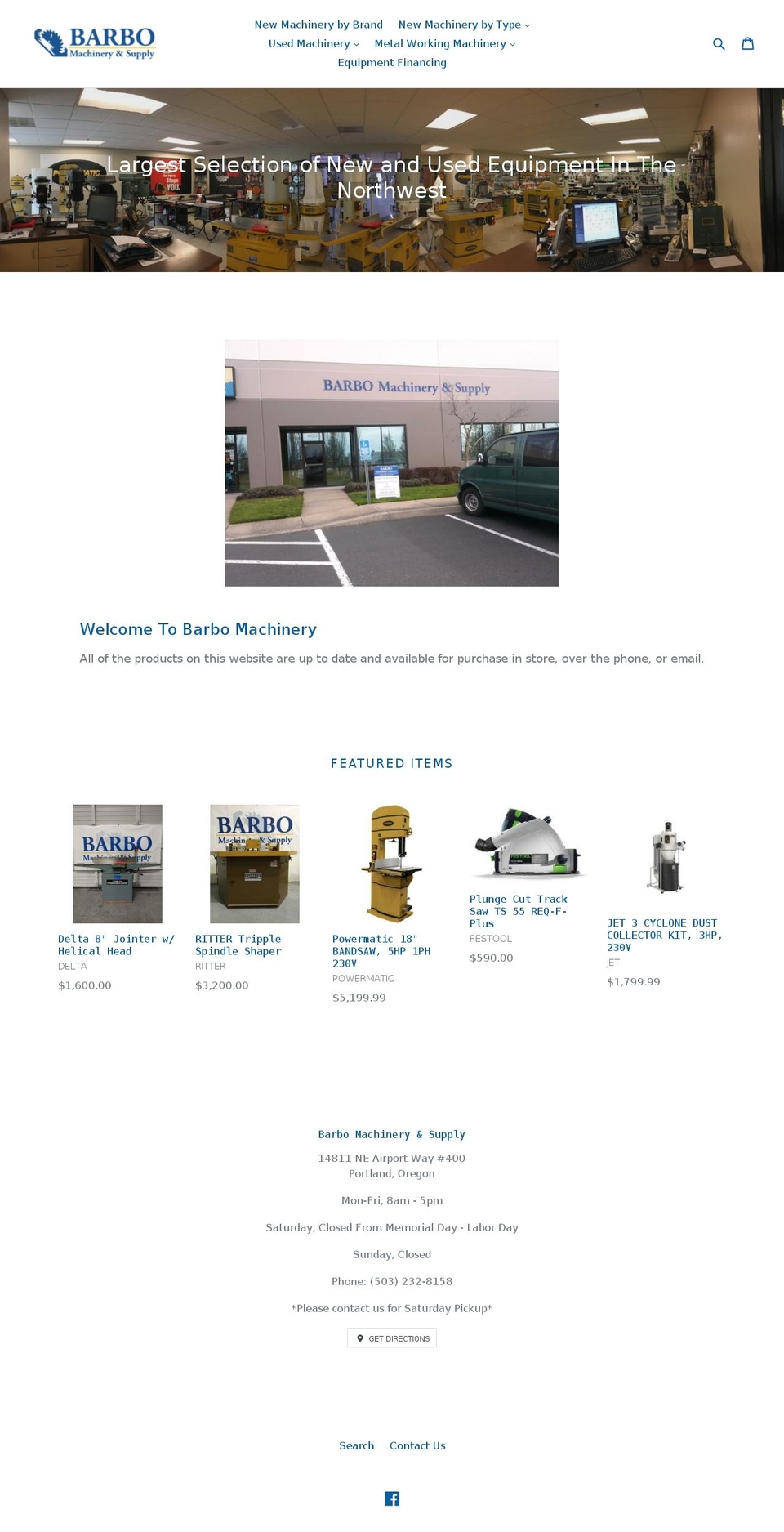 barbomachinery.com shopify website screenshot