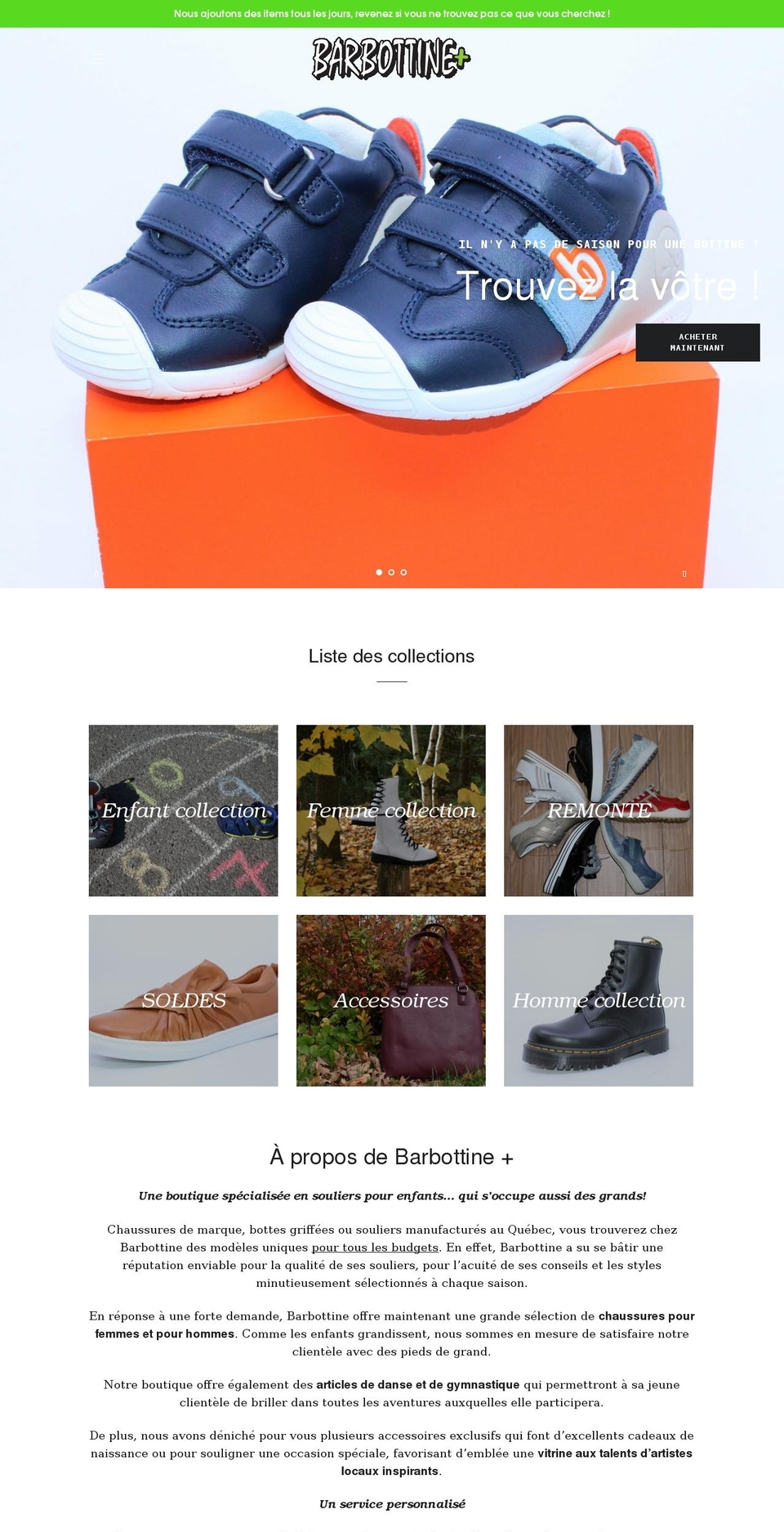 barbottinechaussures.ca shopify website screenshot