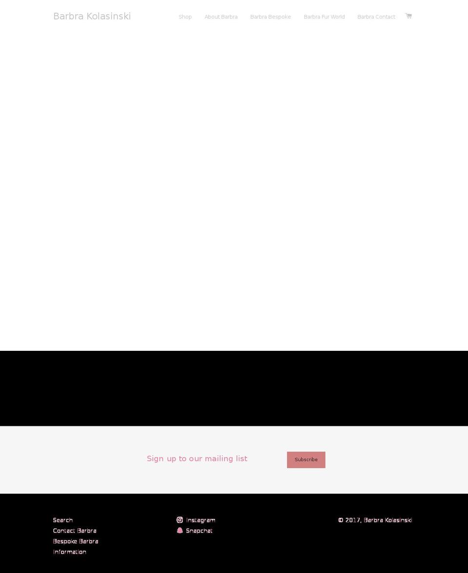 barbrakolasinski.com shopify website screenshot