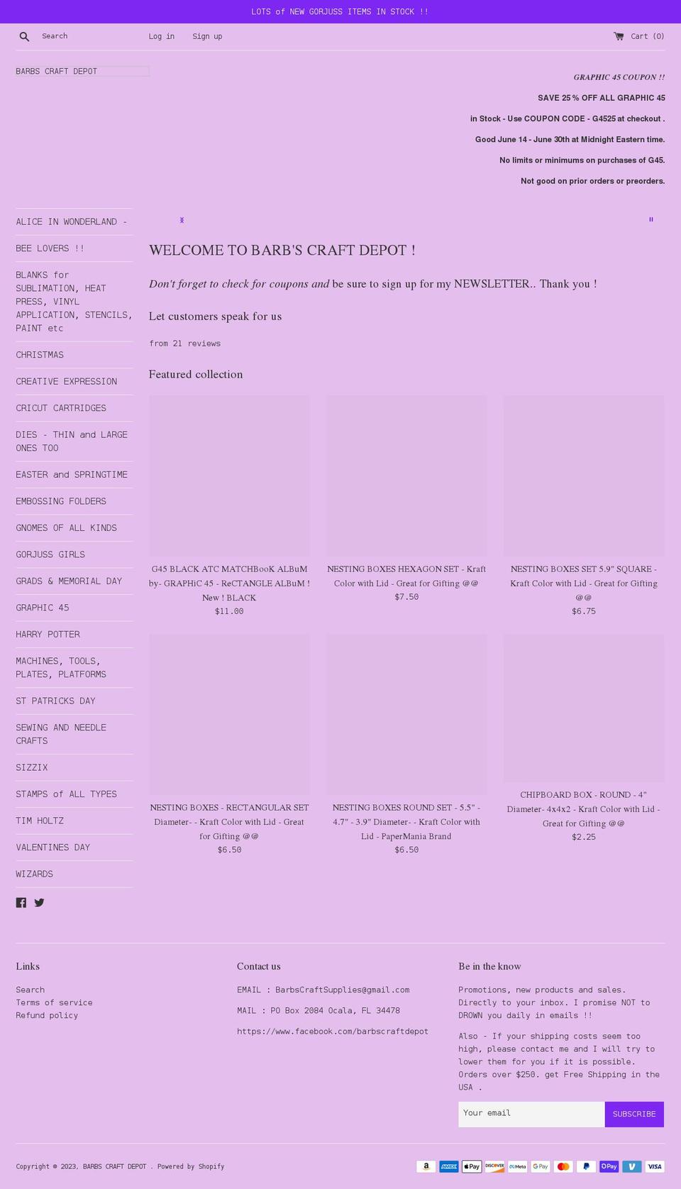 barbscraftdepot.com shopify website screenshot