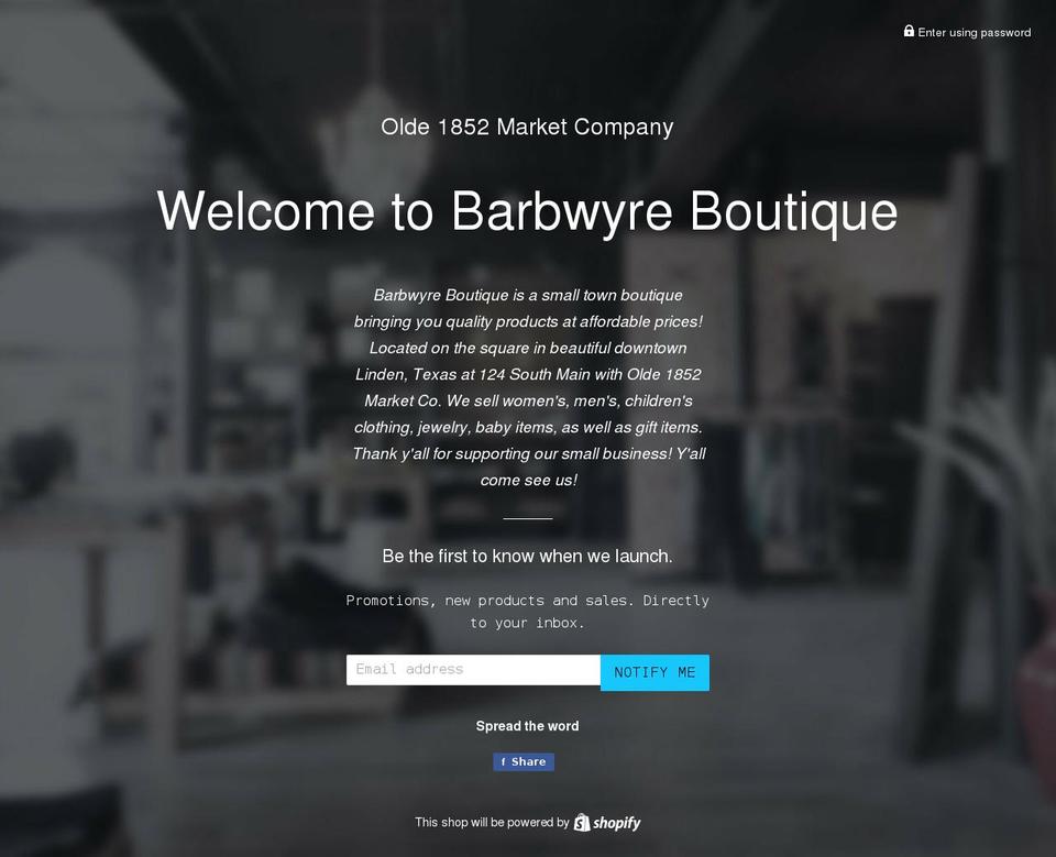 barbwyreboutique.com shopify website screenshot