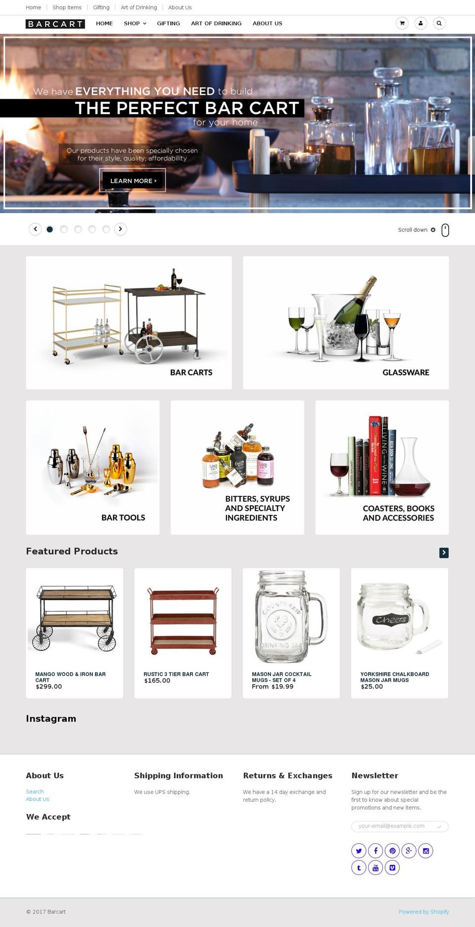 barcartbar.com shopify website screenshot