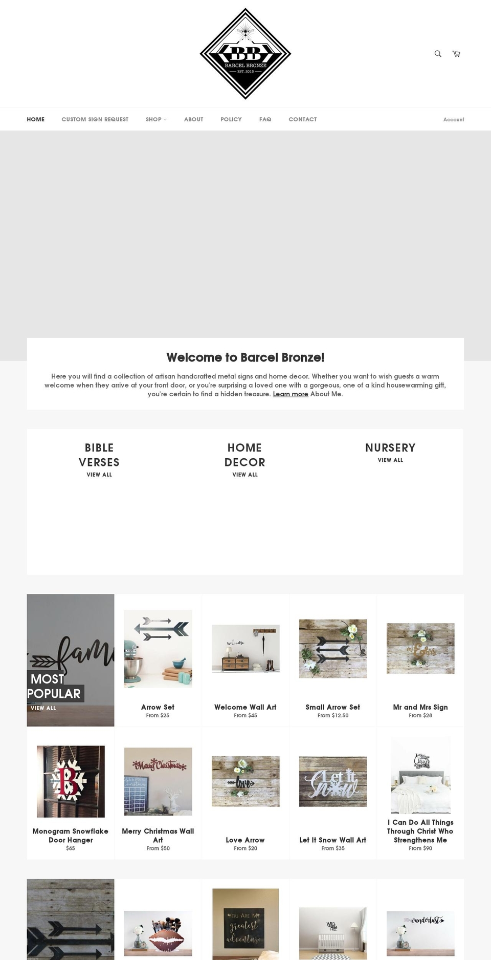 barcelbronze.com — Shopify storefront screenshot