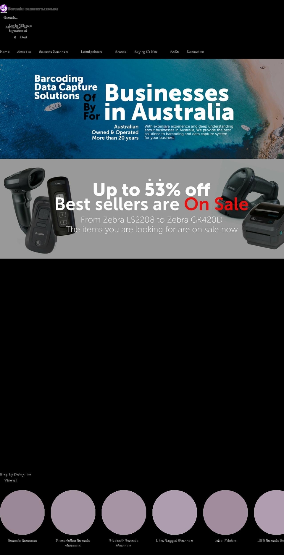 barcode-scanners.com.au shopify website screenshot