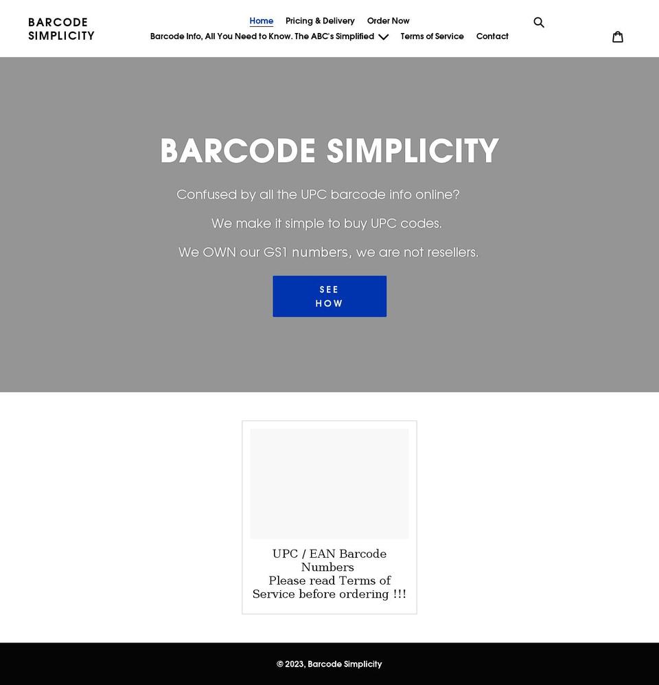 barcodesimplicity.com shopify website screenshot