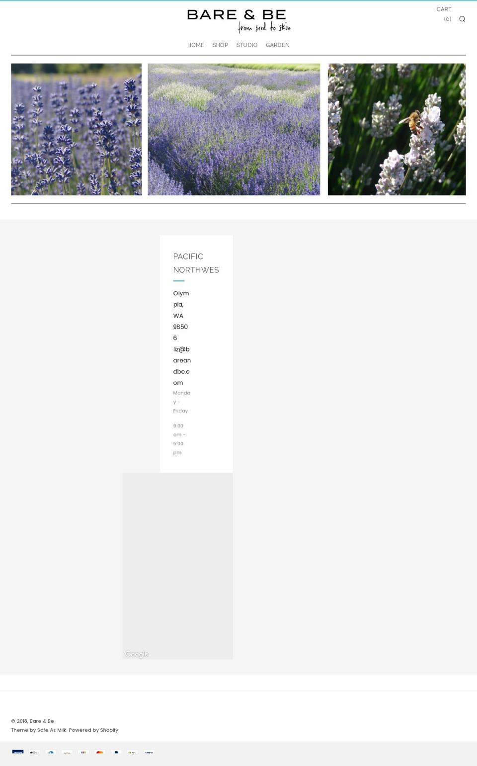 bareandbe.com — Shopify storefront screenshot
