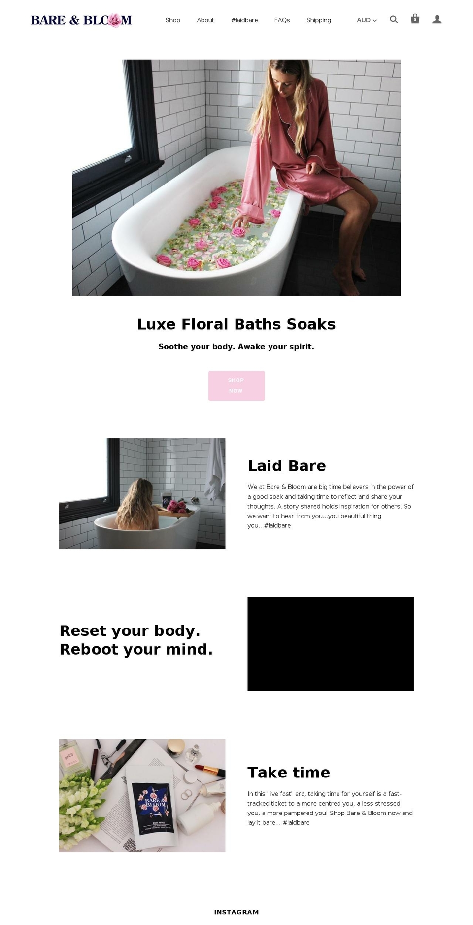 bareandbloombaths.com — Shopify storefront screenshot