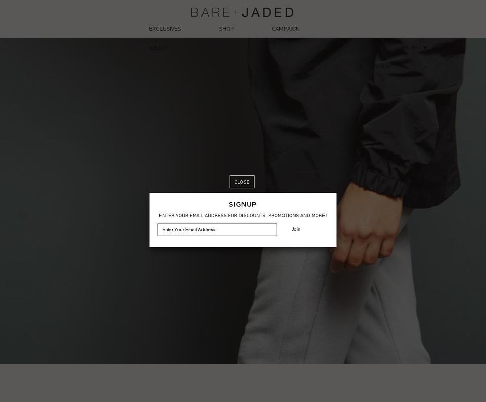 bareandjaded.com shopify website screenshot