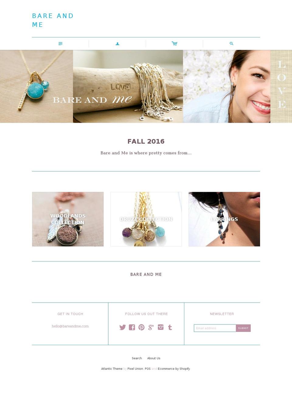 bareandme.com shopify website screenshot