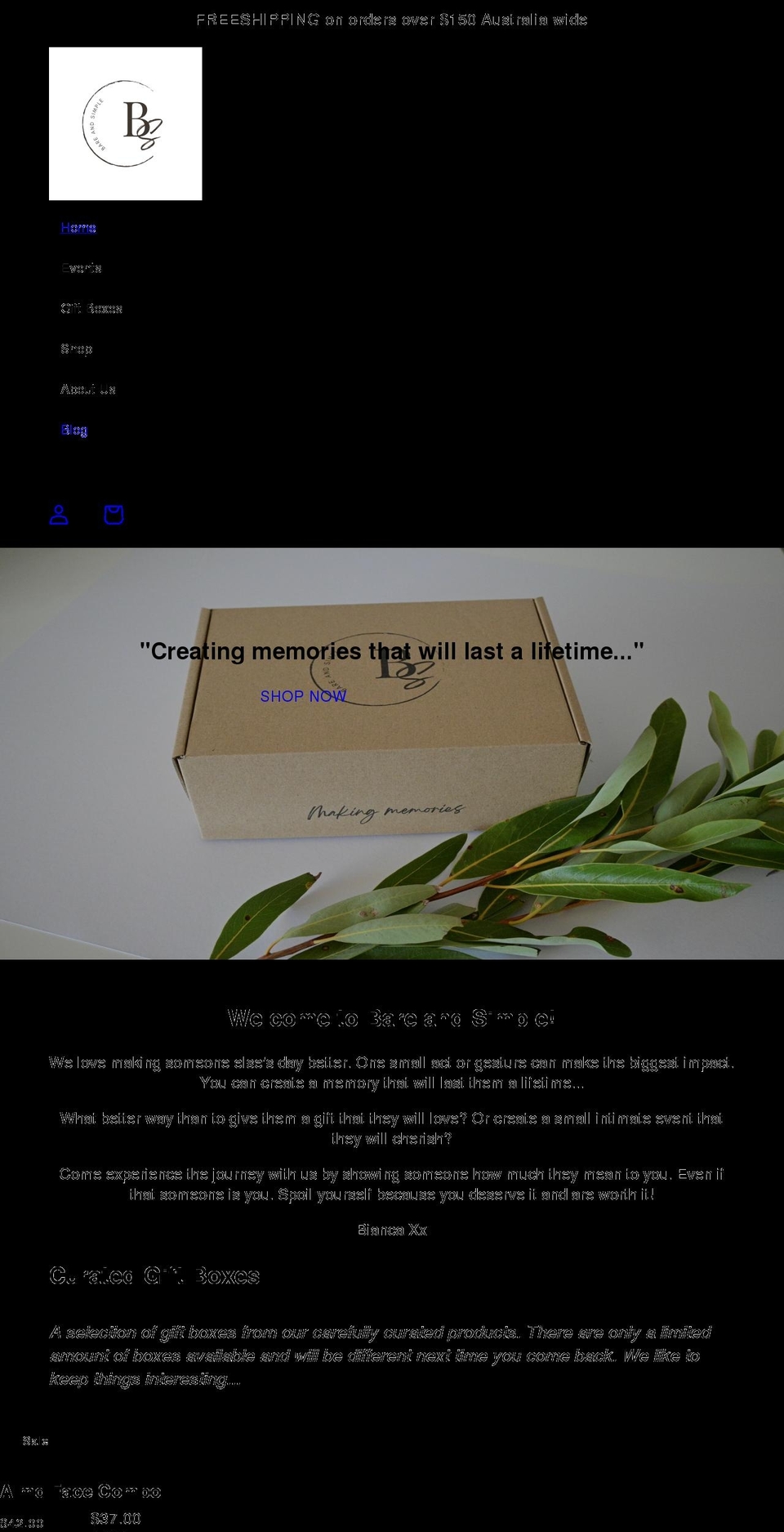 bareandsimple.com shopify website screenshot