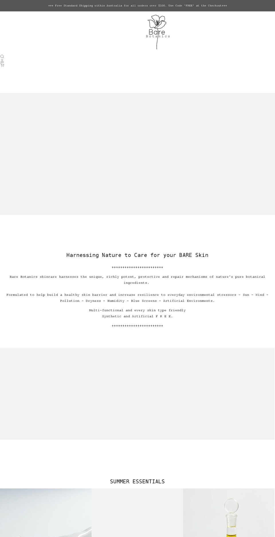 barebotanics.com.au shopify website screenshot