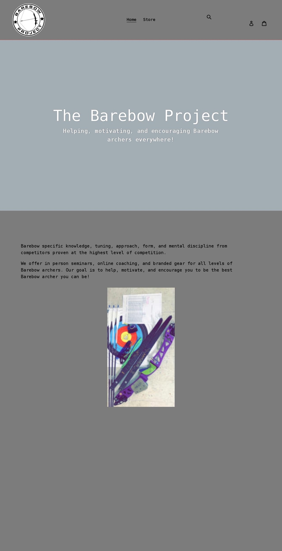 barebowproject.com shopify website screenshot