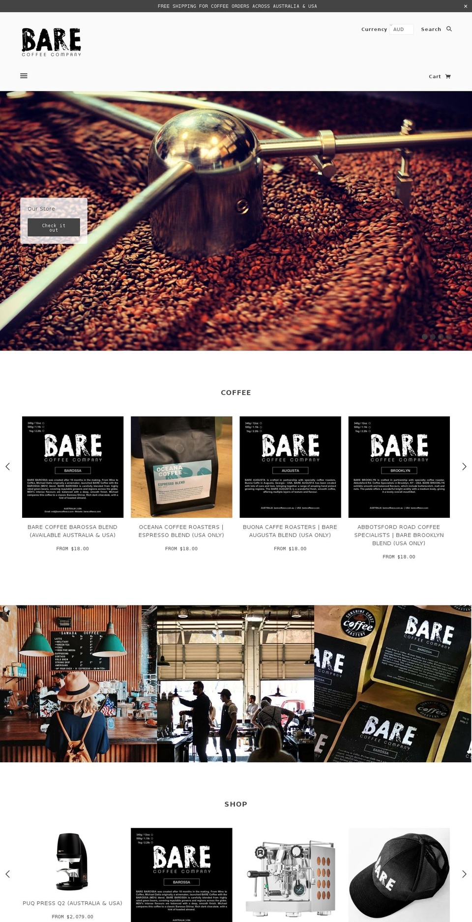 barecoffeeco.com — Shopify storefront screenshot