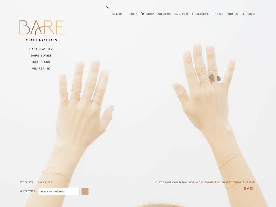 barecollection.com shopify website screenshot