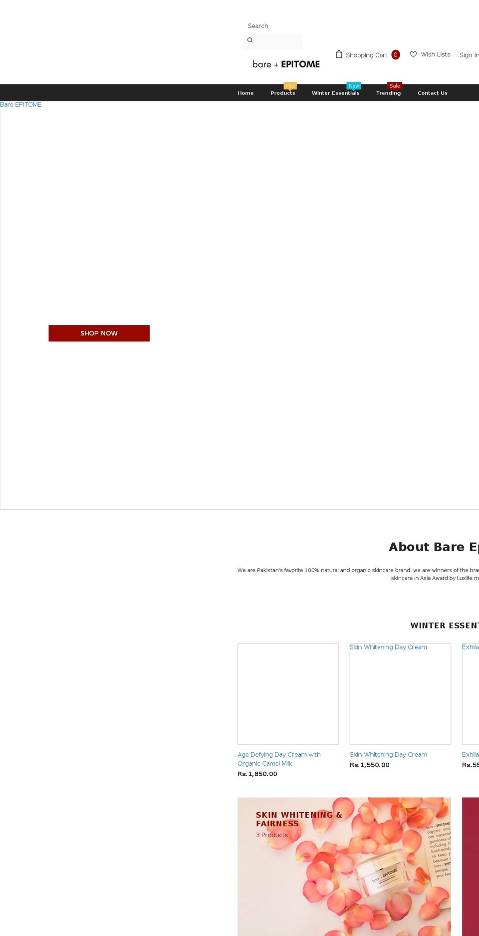 bareepitome.com — Shopify storefront screenshot