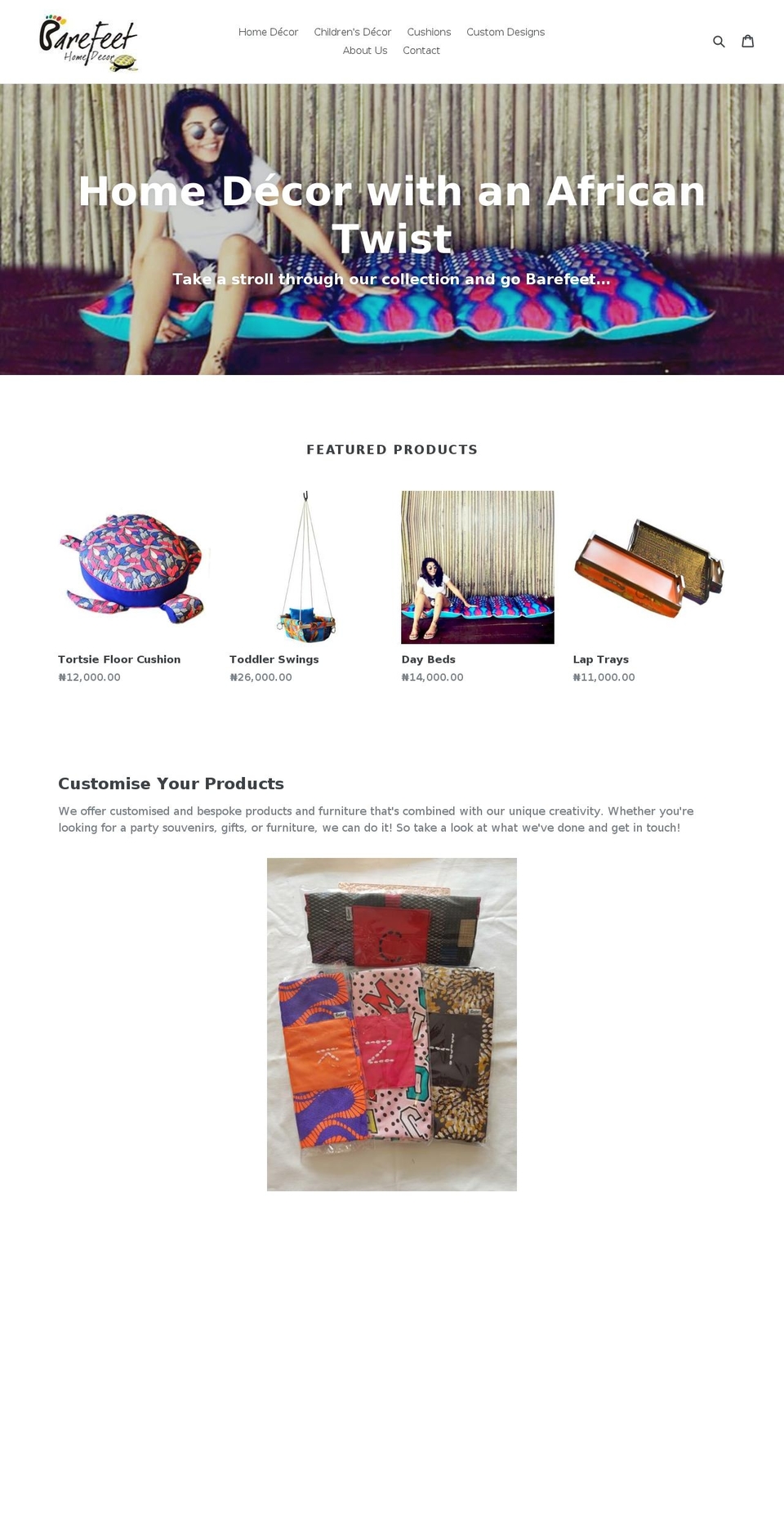 barefeetdecor.com — Shopify storefront screenshot