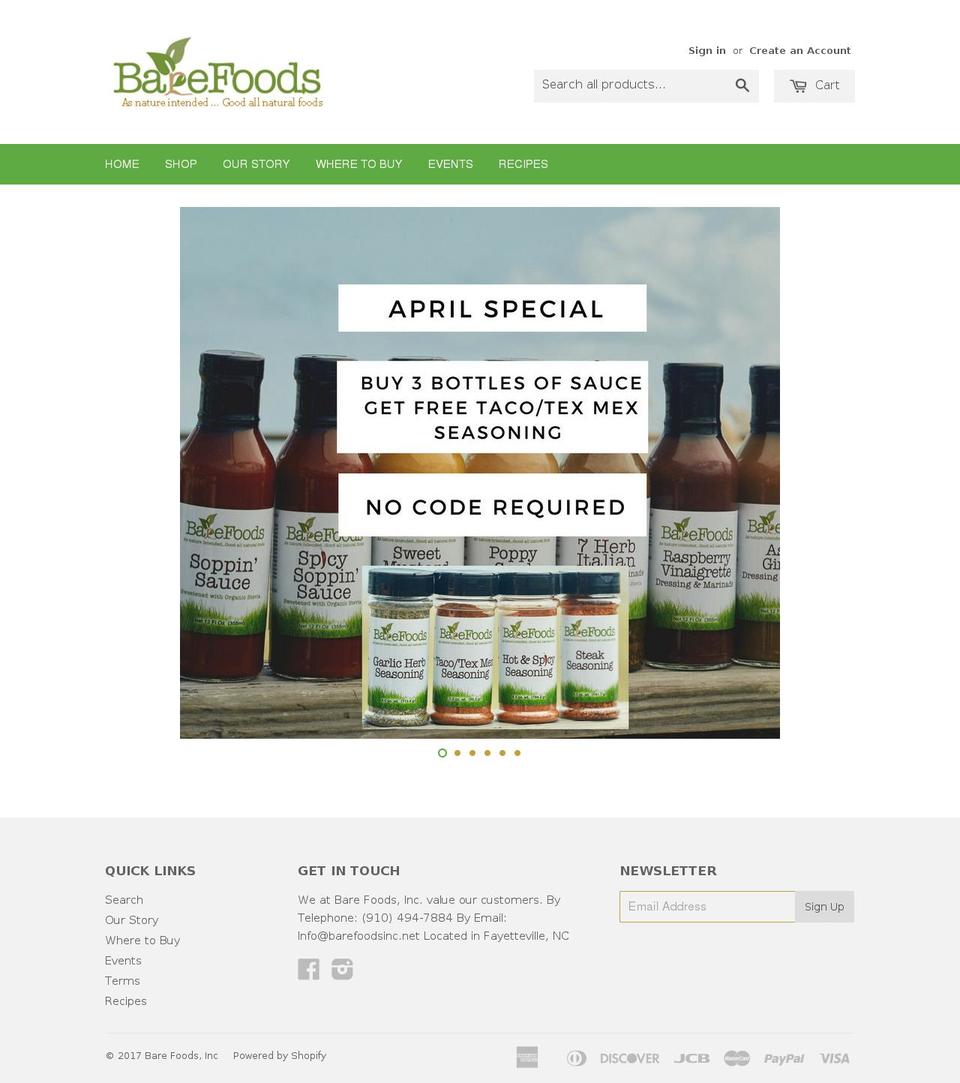 barefoodsinc.com shopify website screenshot