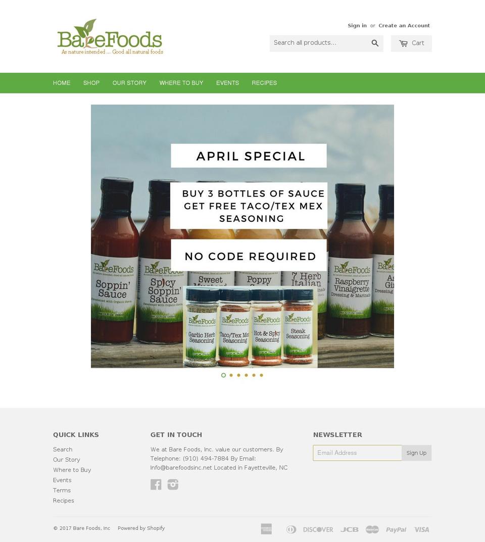 barefoodsinc.net shopify website screenshot