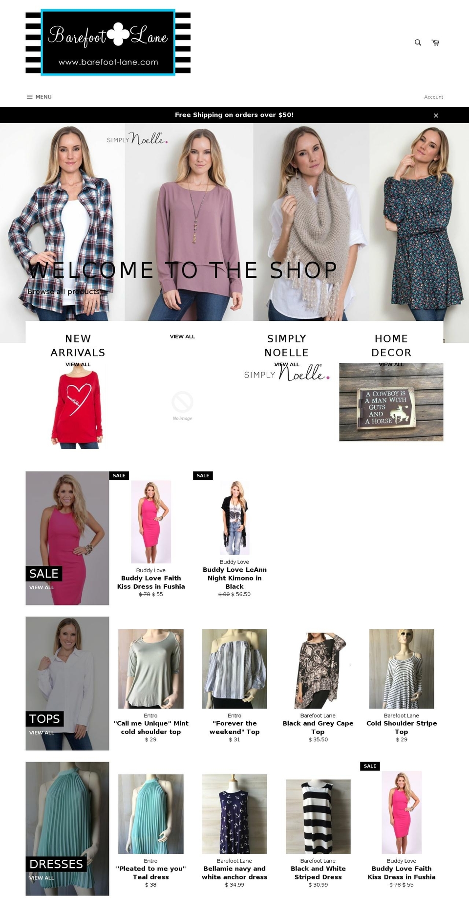 barefoot-lane.com shopify website screenshot