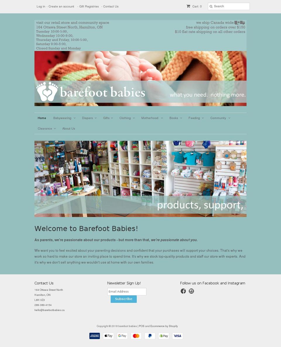 barefootbaby.ca shopify website screenshot