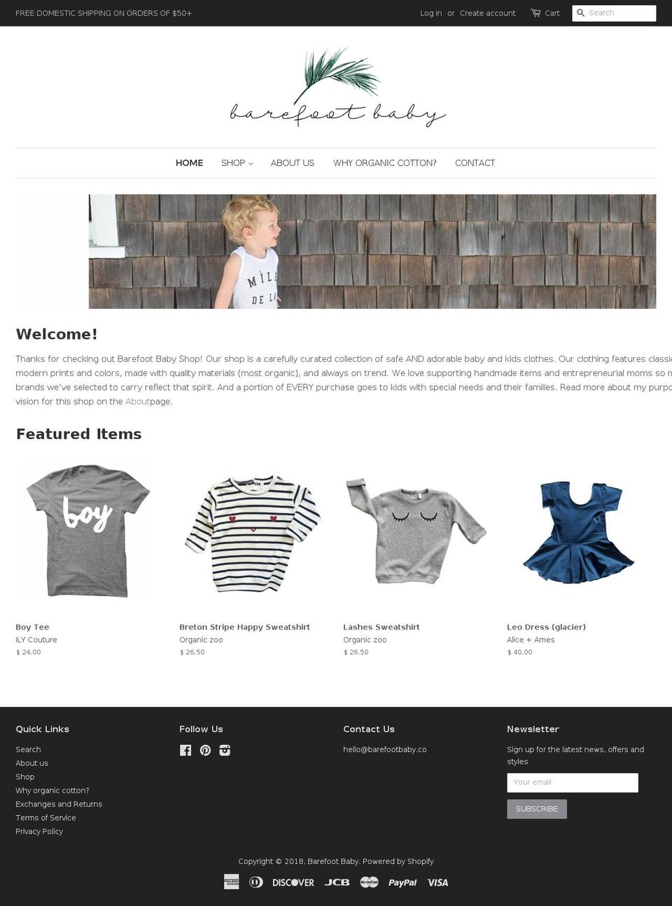 barefootbabyshop.com — Shopify storefront screenshot