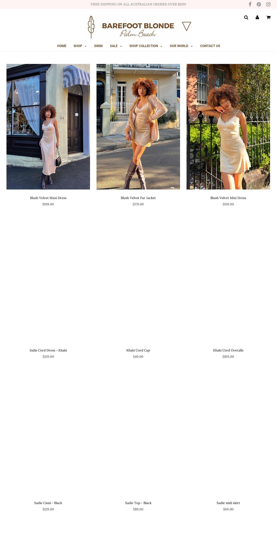 barefootblondecollection.com — Shopify storefront screenshot