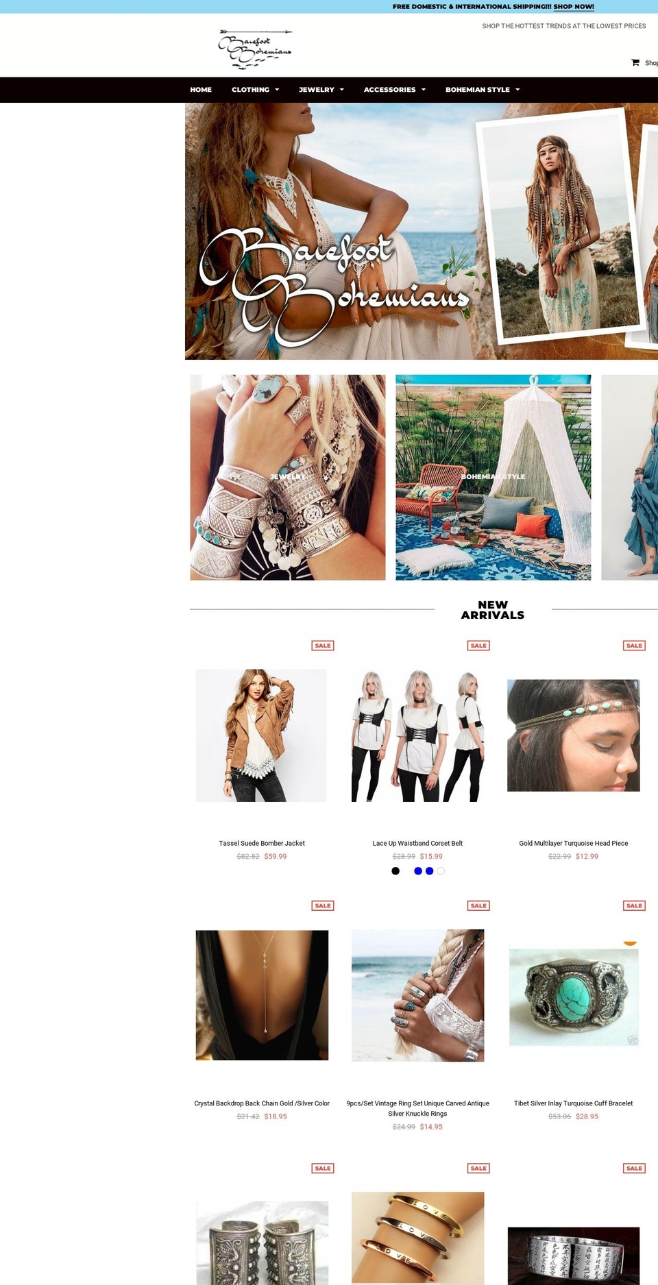 barefootbohemians.com shopify website screenshot