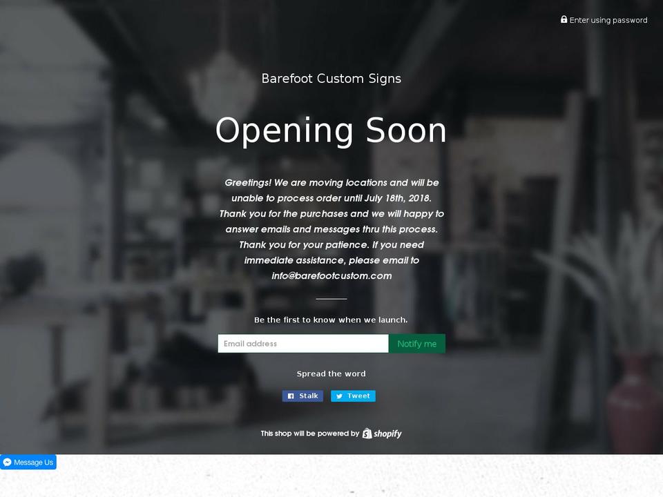 barefootcustom.com — Shopify storefront screenshot
