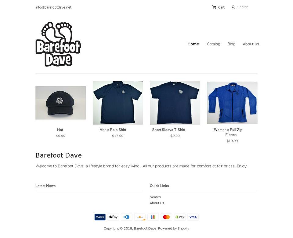 barefootdave.net shopify website screenshot