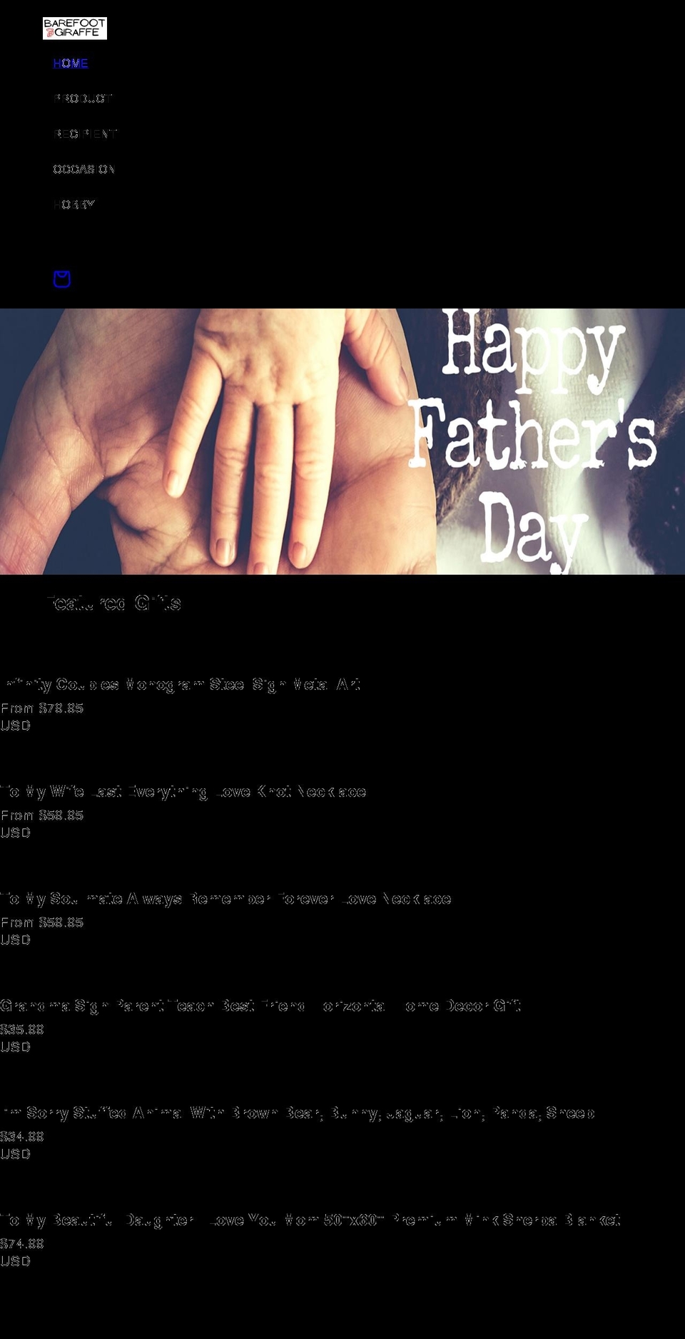 barefootgiraffe.com shopify website screenshot