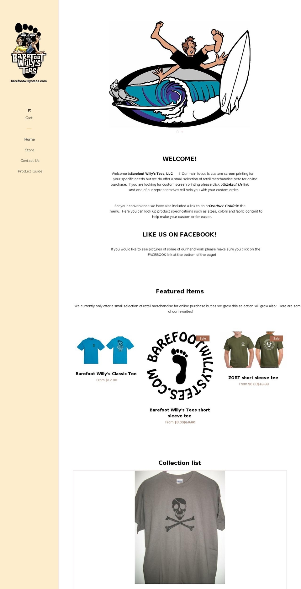 barefootwillystees.com shopify website screenshot