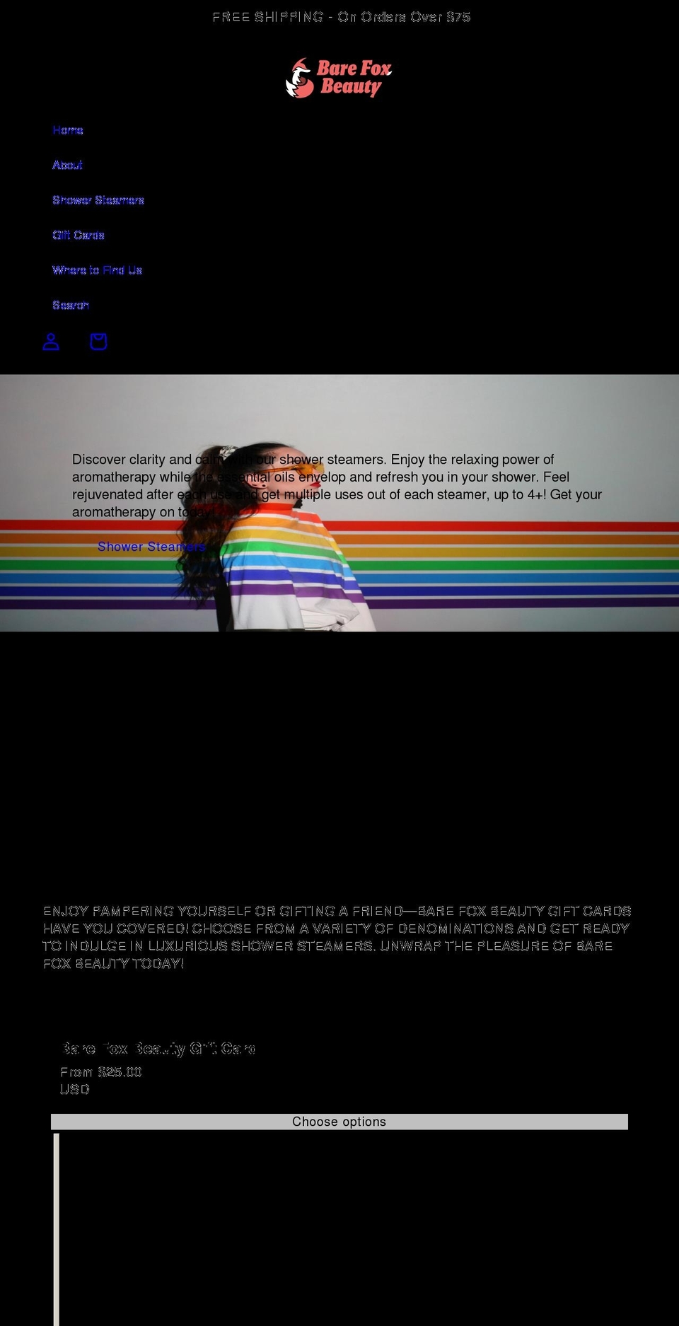 barefoxbeauty.com shopify website screenshot