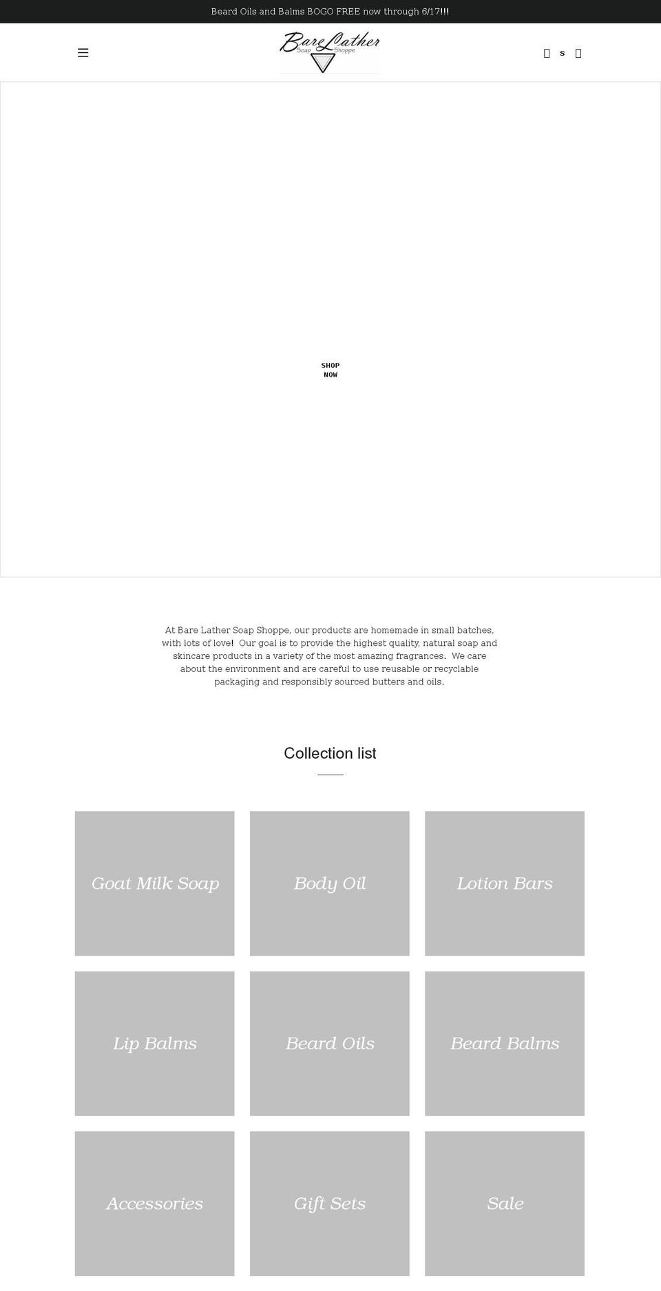 barelather.com shopify website screenshot