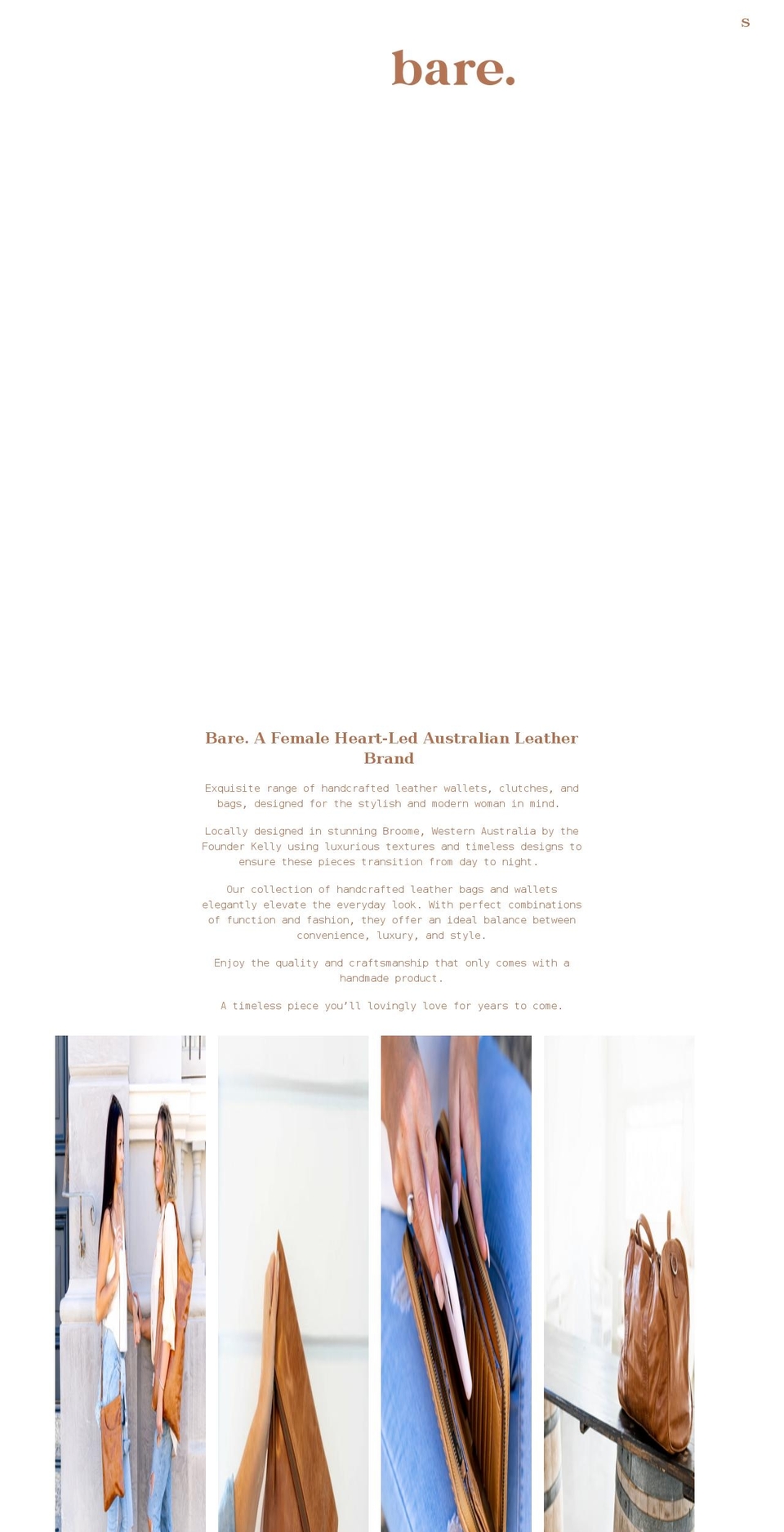 bareleather.com.au shopify website screenshot
