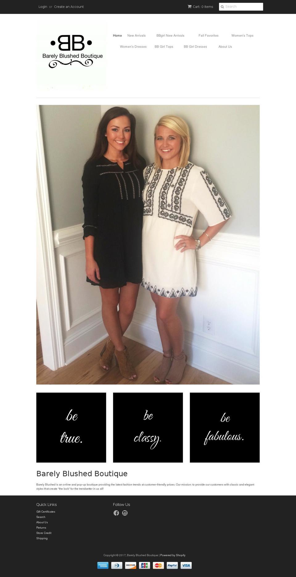 barelyblushedboutique.com shopify website screenshot