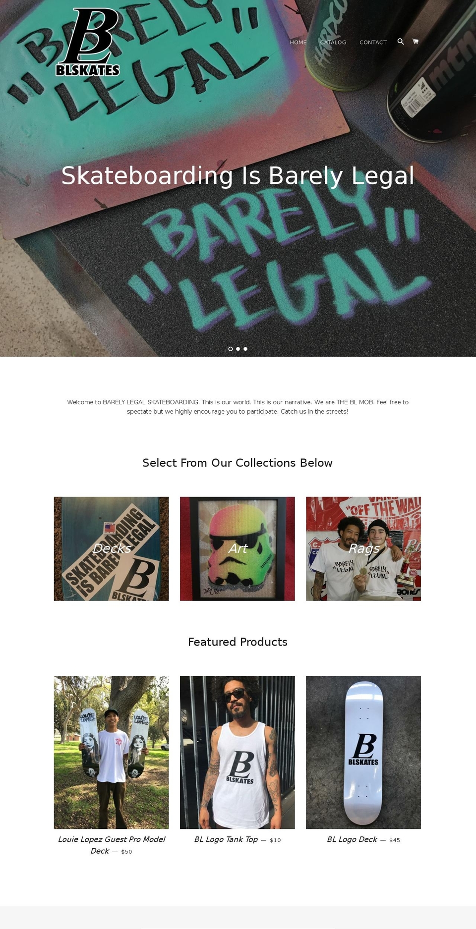 barelylegalskates.com — Shopify storefront screenshot