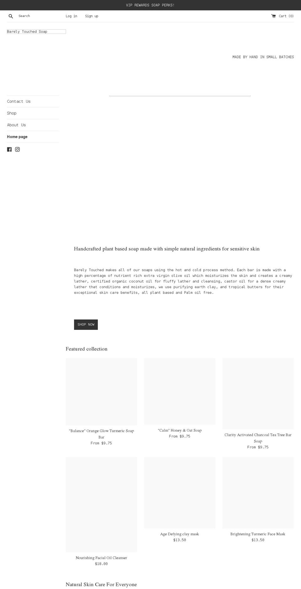 barelytouchednatural.com shopify website screenshot