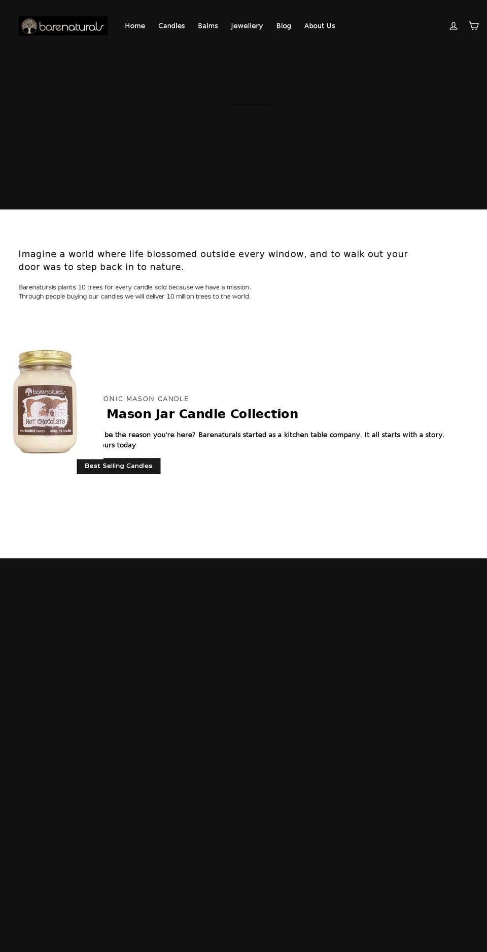 barenaturalscandle.com shopify website screenshot