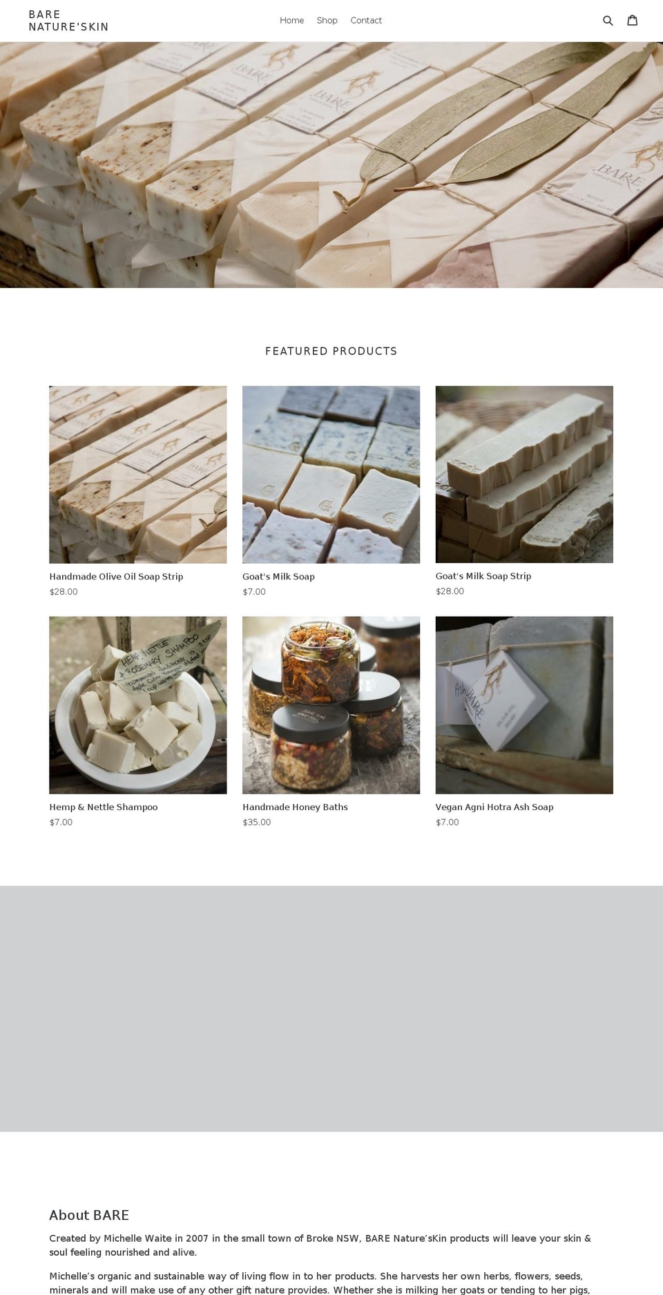 barenatureskin.com.au shopify website screenshot