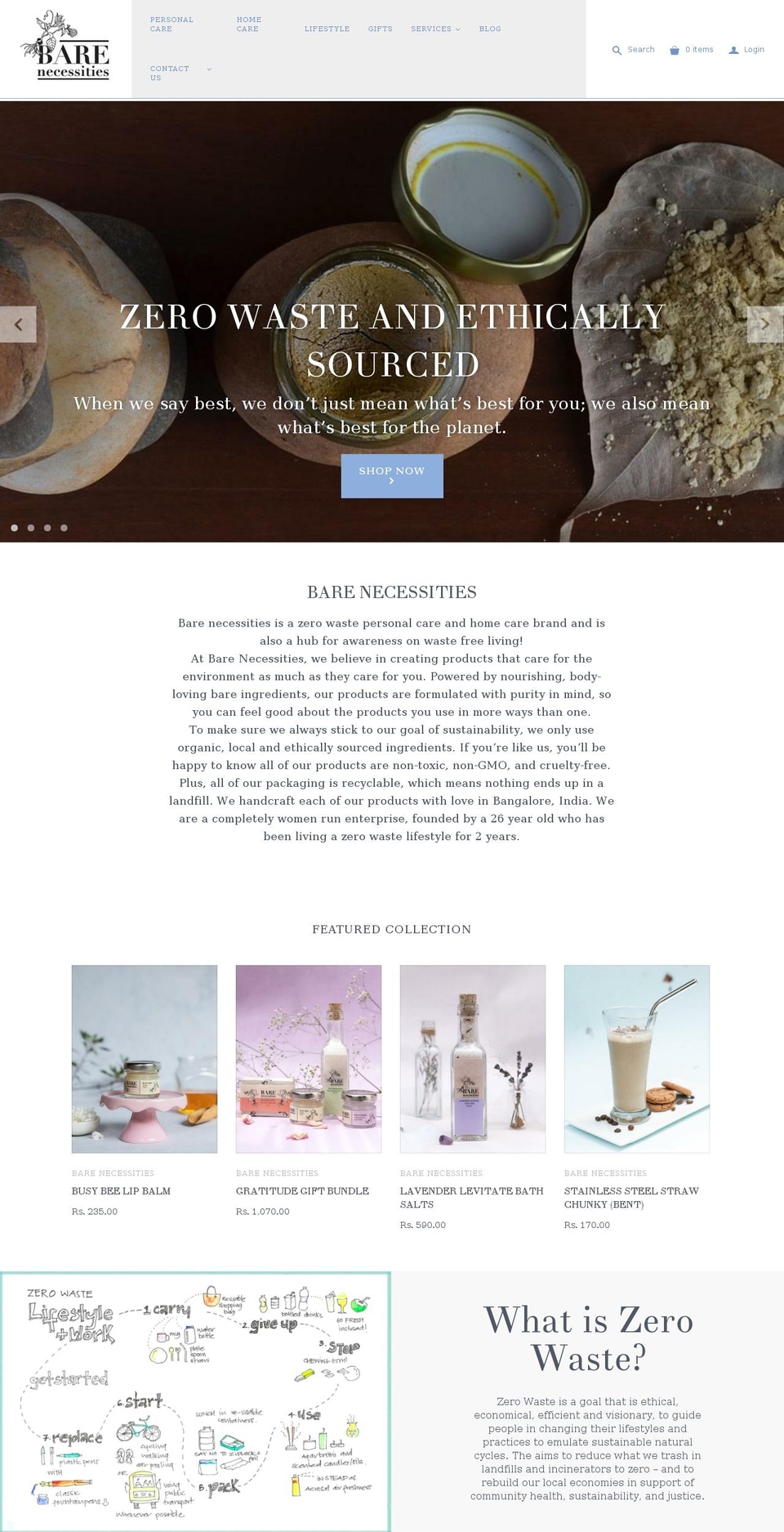 barenecessities.in shopify website screenshot